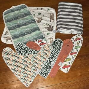 Copper Pearl Lot Burp Cloth Bibs Blanket Swaddle Baby Boy Girl Gender Neutral